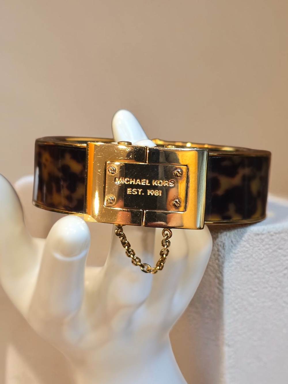 Michael Kors Gold Resin Tortoise Hinged Bracelet